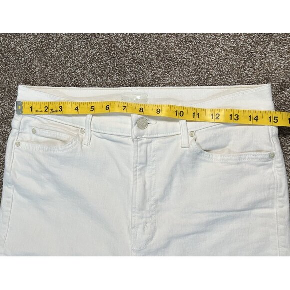 Mother Women’s The Rascal Crop Fray Jeans Size 30 White Stretch Mid Rise Zipper - Picture 9 of 16